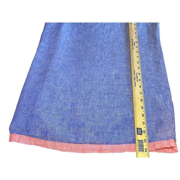 Sigrid Olsen 100% Linen Sleeveless Dress – Blue with Pink Trim – V-Neck – Size M - Picture 11 of 12